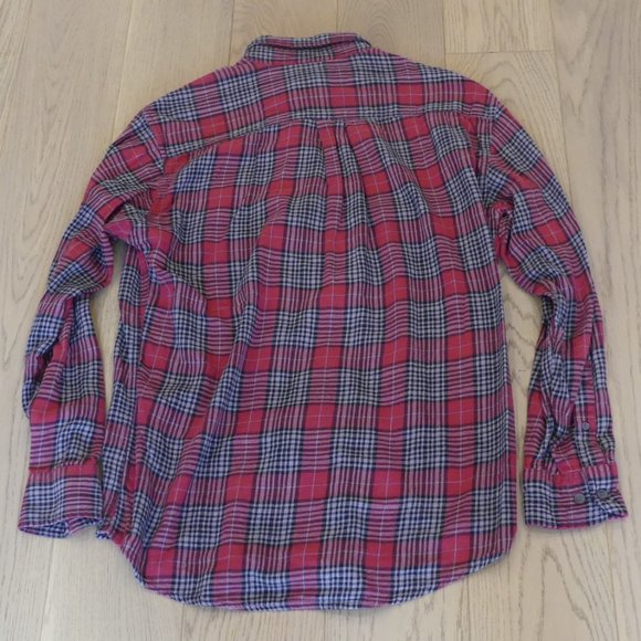 Croft & Barrow Red/Grey Plaid Medium Button Down Shirt - Picture 5 of 5